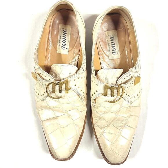 MAURI Genuine Alligator Cream White Dress Shoes 12 M 2503 154 RARE! VERY WORN main image 11